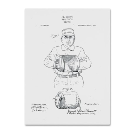 Claire Doherty 'Baseball Glove Patent 1905 White' Canvas Art,18x24